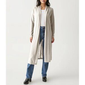 Michael Stars Izzy Longline Open Front Cardigan Oatmeal Size:S 47" NWT